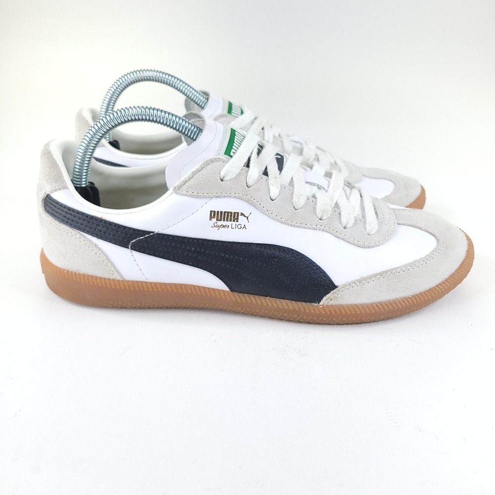 Puma Super Liga OG Retro Running Shoes Mens Size 8.5 Black White Gum Soles EUC